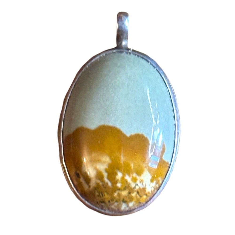 Vintage jasper sterling silver handmade southwestern pendant